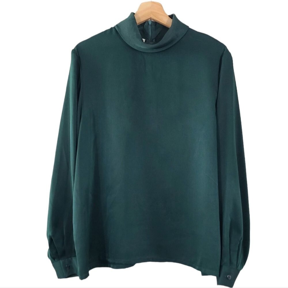 Pendleton Forest Green Long Sleeve High Neck Blouse